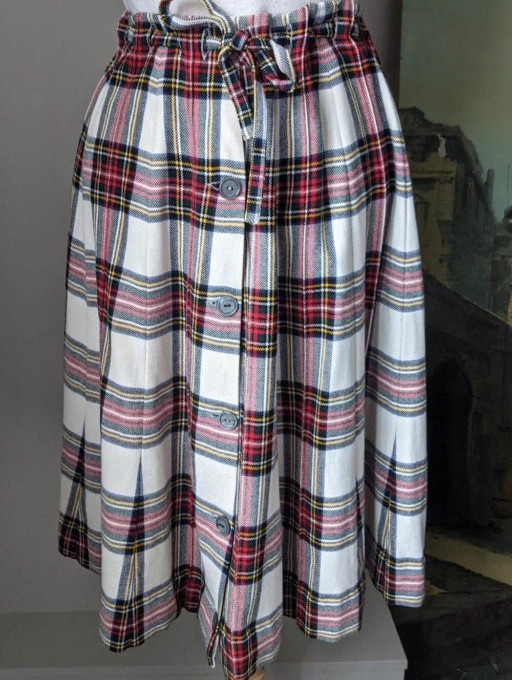 Vintage MacNaughton's of Pitlochry Scotland Tartan Drawstring Waist A Line Skirt